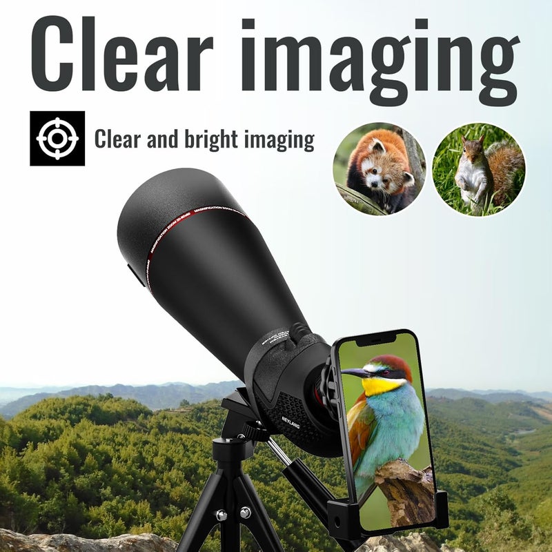 NEYLANG 20-60X80 Spotting Scope for Shooting Hunting - Spotter Scopes with Tripod Phone Adapter Waterproof HD Scope for Target Shooting Bird Watching (20-60X80-1) - Image 5
